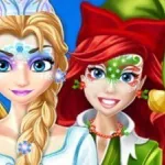 Постер Раскраска лиц в Рождество | Christmas Face Painting