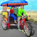 Постер Общественный Трёхколёсный Велосипед За Рулём Рикши