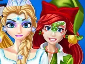 Игра Раскраска лиц в Рождество | Christmas Face Painting